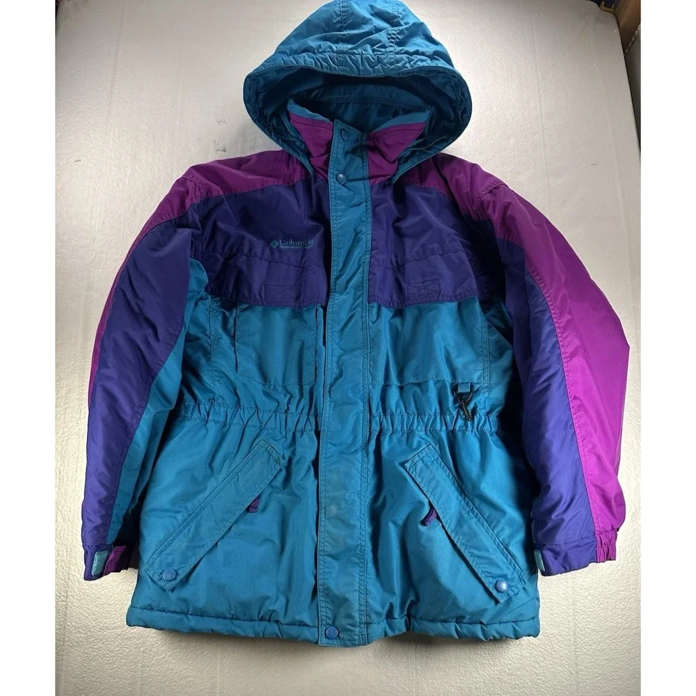 Vintage Columbia Coat Girls 14/16‎ Purple Williwaw Retro Color Block Ski Jacket